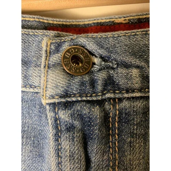 Guess Y2K Mini Denim Skirt Jean Embroidered Sz 31  Fairycore Whimsi Boho Festiva - Picture 5 of 16